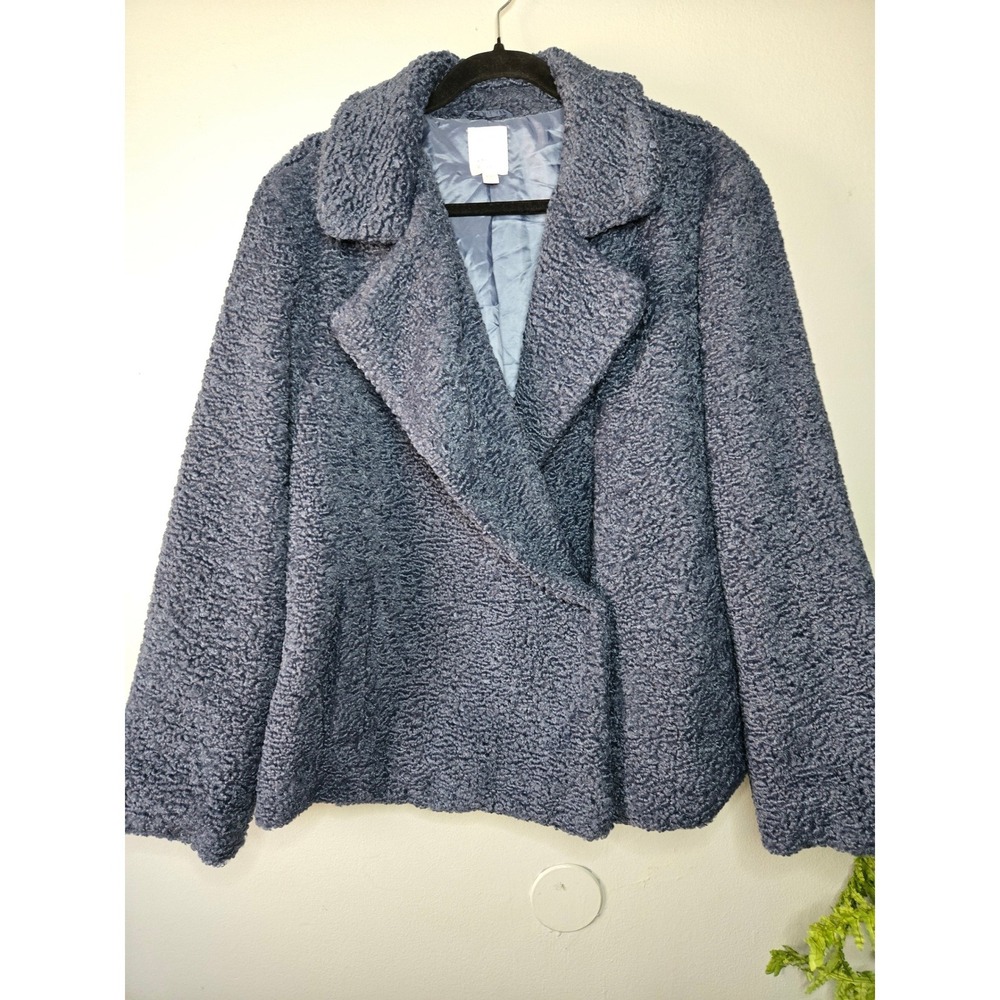 LC Lauren Conrad XXL Blue Sherpa Jacket Teddy Coat‎  Cozy NWT